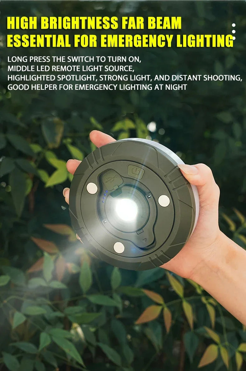 Multifunctional 4 in 1 Design Camping Light String USB Rechargeable Outdoor Tent Decor Light XTE LED Flashlight with Magnet Hook
